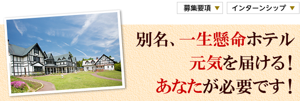 別名、一生懸命ホテル　元気を届ける！あなたが必要です！